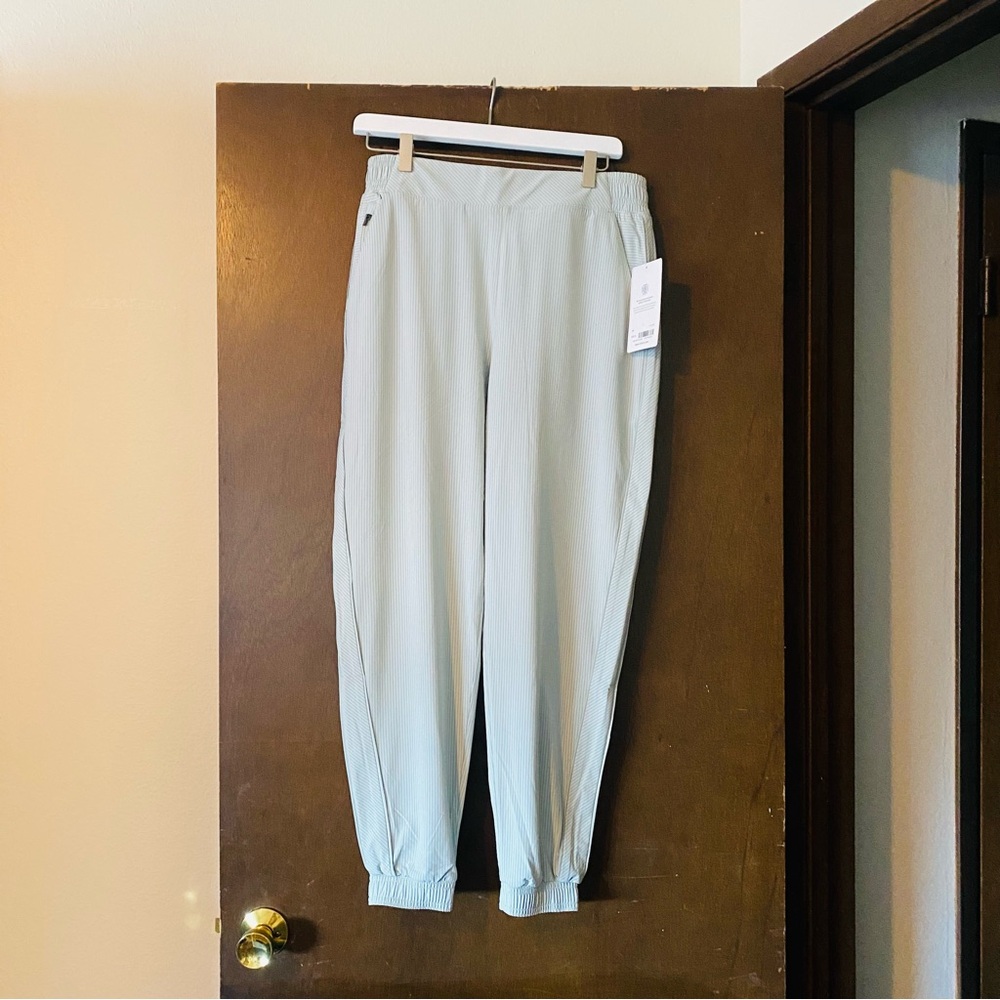 Light Gray Striped Brooklyn Textured Jogger Pants